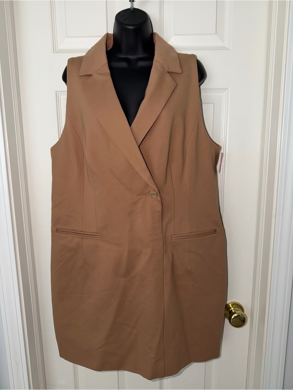 NWT Spanx 20897R Perfect Ponte Vest Mini Classic Toffee Sleeveless Dress